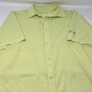 Under Armour Fishing Shirt Men M Yellow Short Sleeve Tide Chaser Outdoors Vented